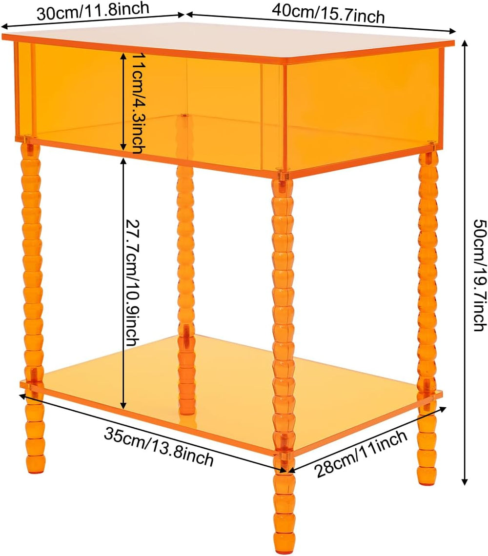 Acrylic Side Table, End Table with Storage, Nightstand for Living Room Bedroo...