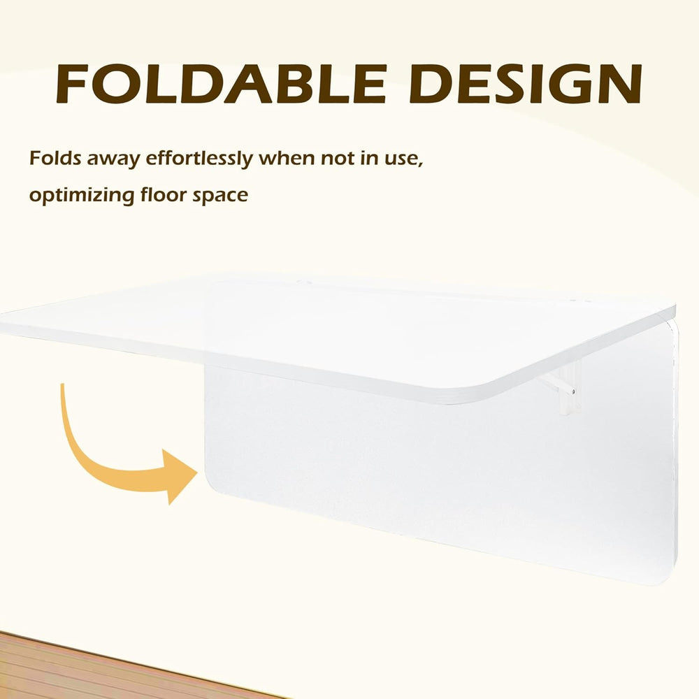 Laundry Folding Table, 32'' x 16'' Wooden Wall Mount Desk, La...