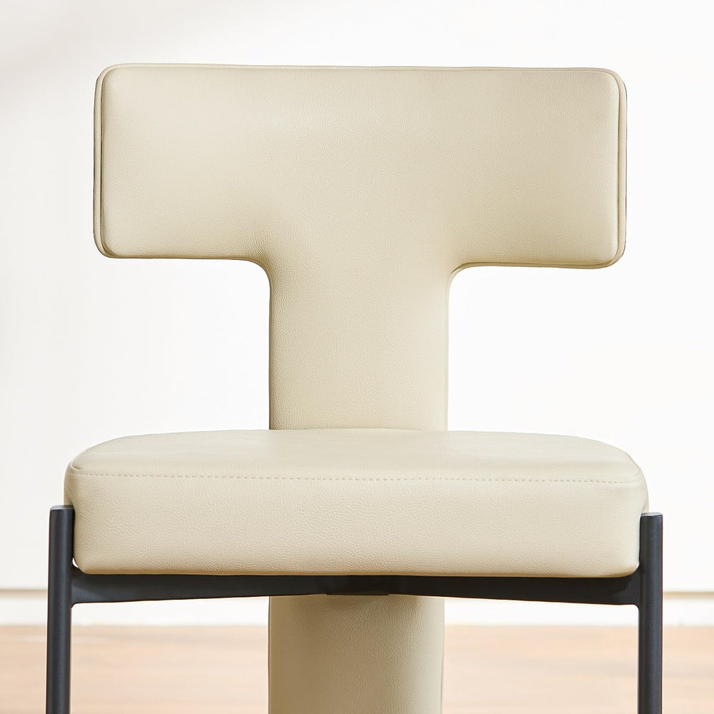 GrandNoor Beige Dining Chairs Set of 4,Faux Leather Dining Chairs with Soft C...