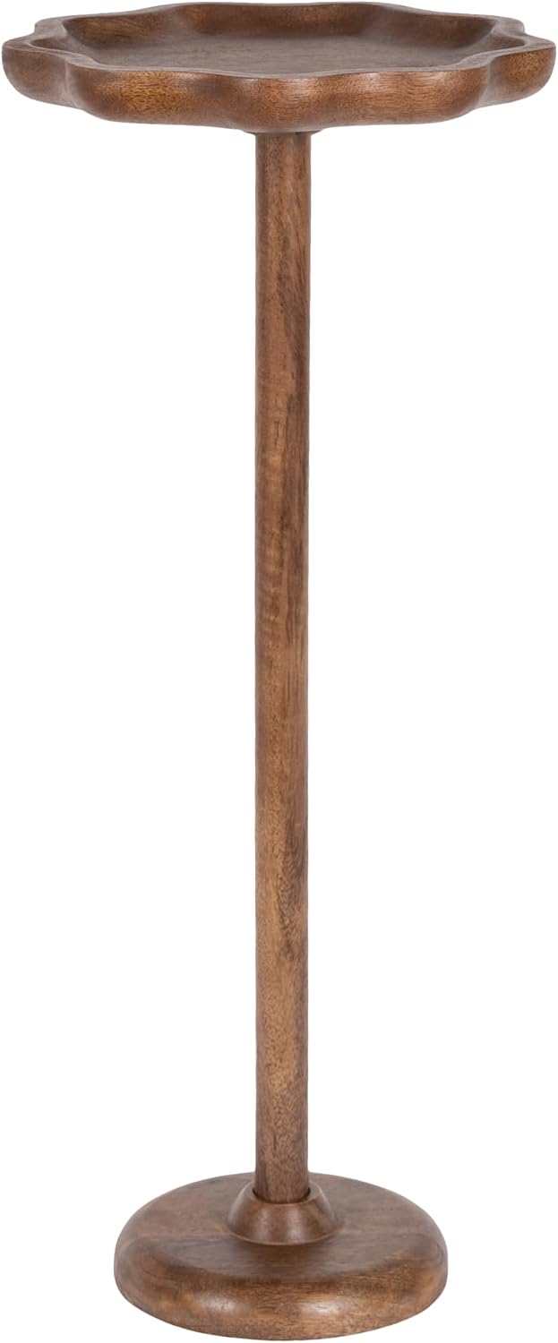 Kate and Laurel Alezar Modern Mango Wood Drink Table, 9 x 9 x 22, Walnut Brow...