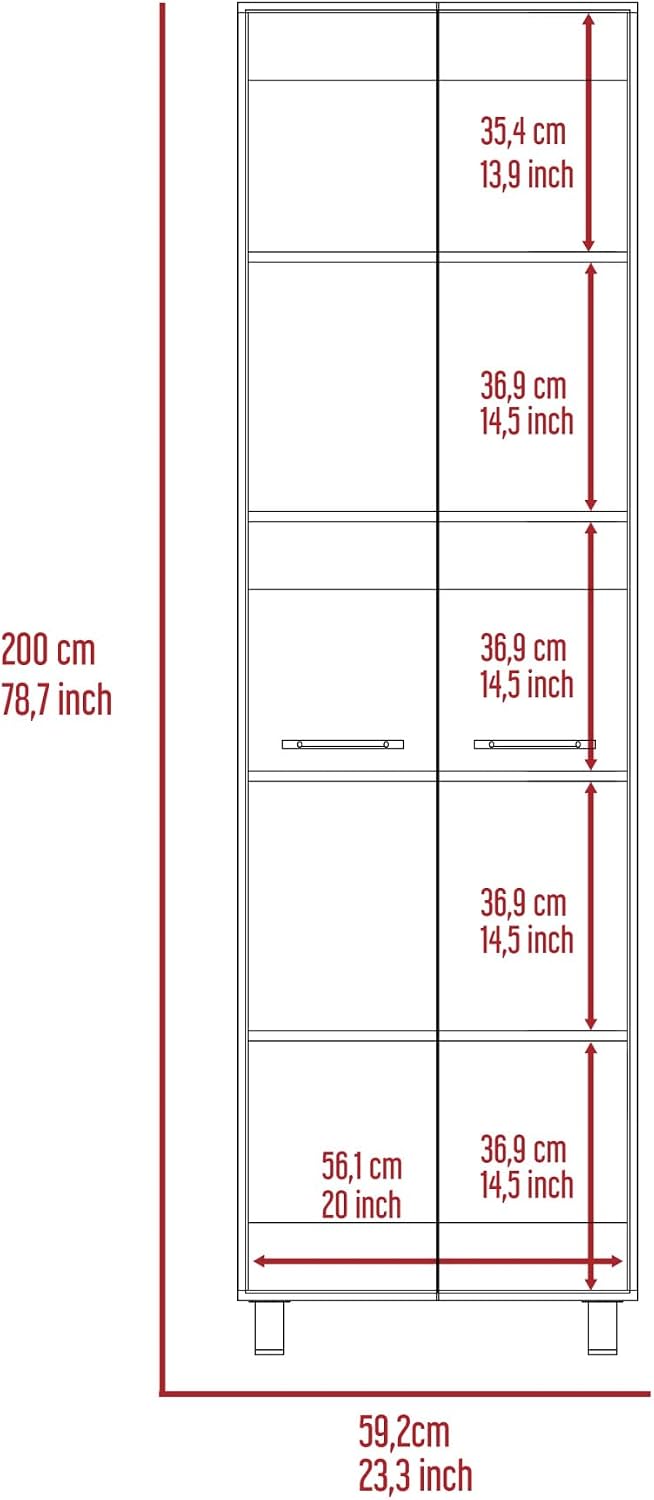 Freestanding Pantry Cabinet, Storage Sideboard Locker with Five Interior Shel...