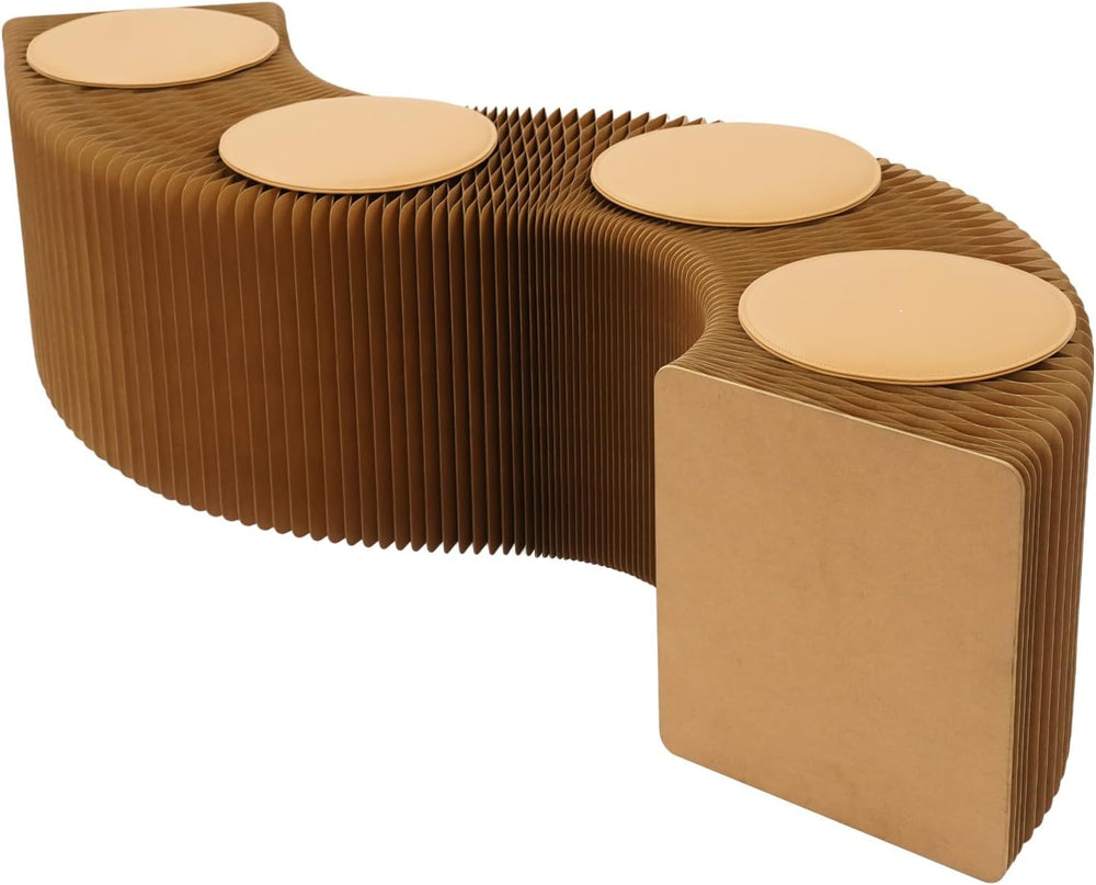 Folding Paper Stool with Pu Cushion,Accordion Paper Folding Sofa Chair,Scalab...