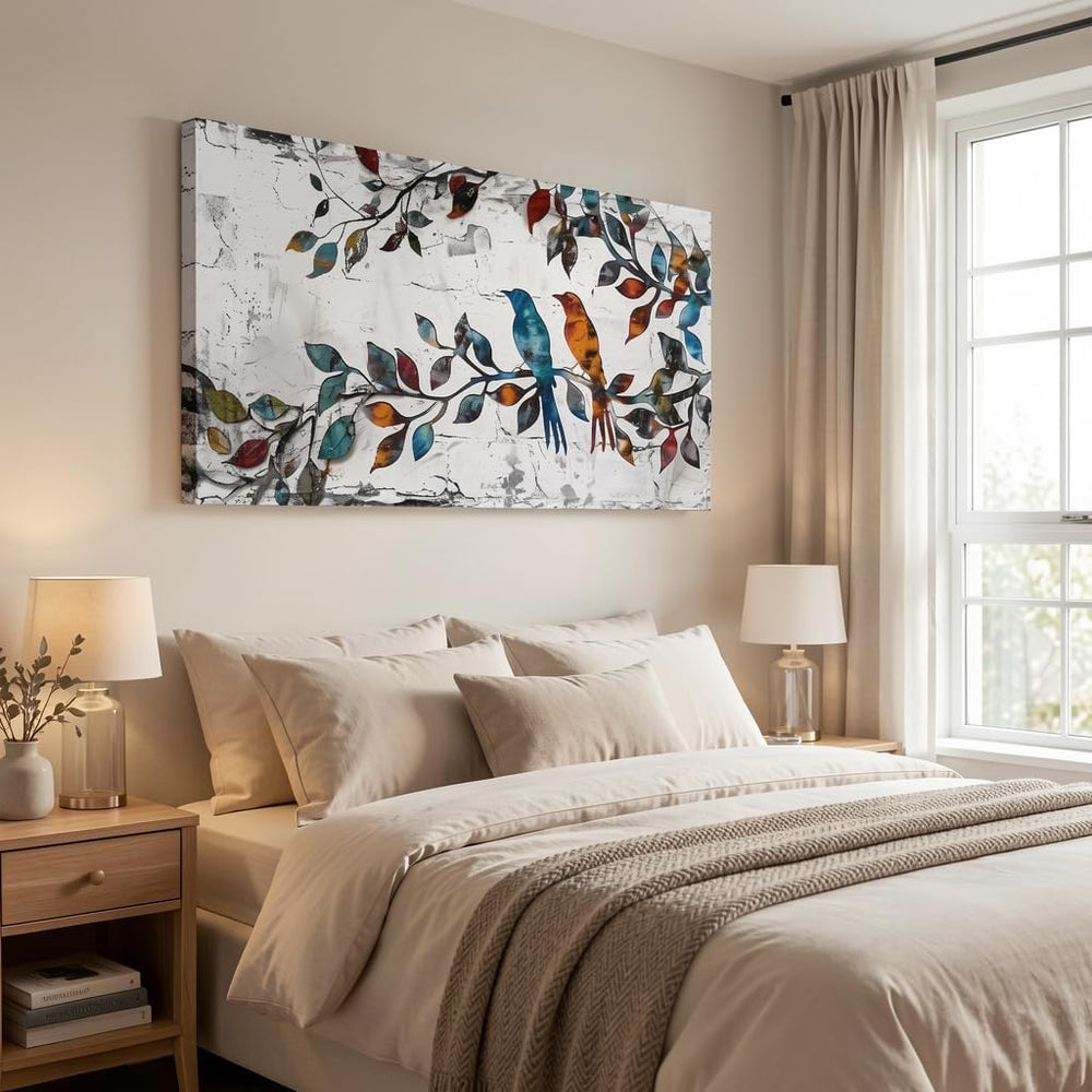Wall Art Funny Paintings Colorful Birds on a Branch Art Mural Pop Art Home Of...