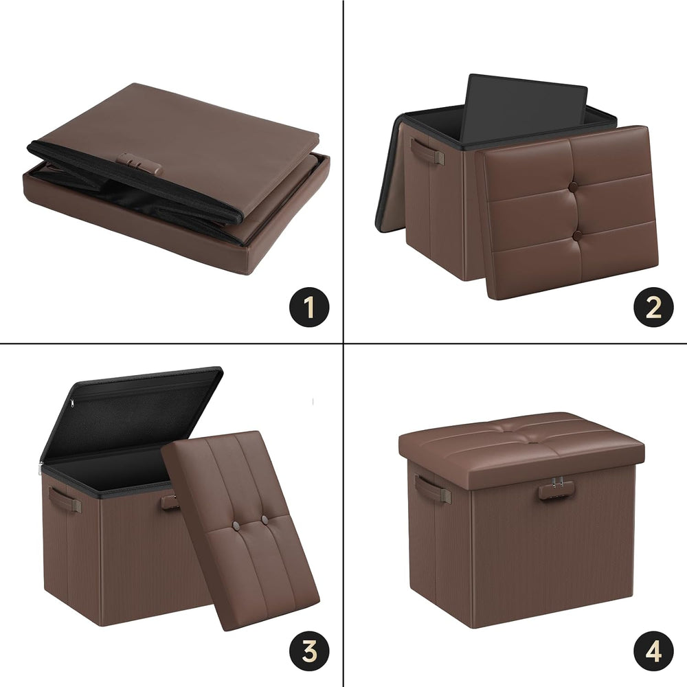 DocSafe Storage Ottoman Foot Rest Stool with Lock & Handle, Fireproof Folding...