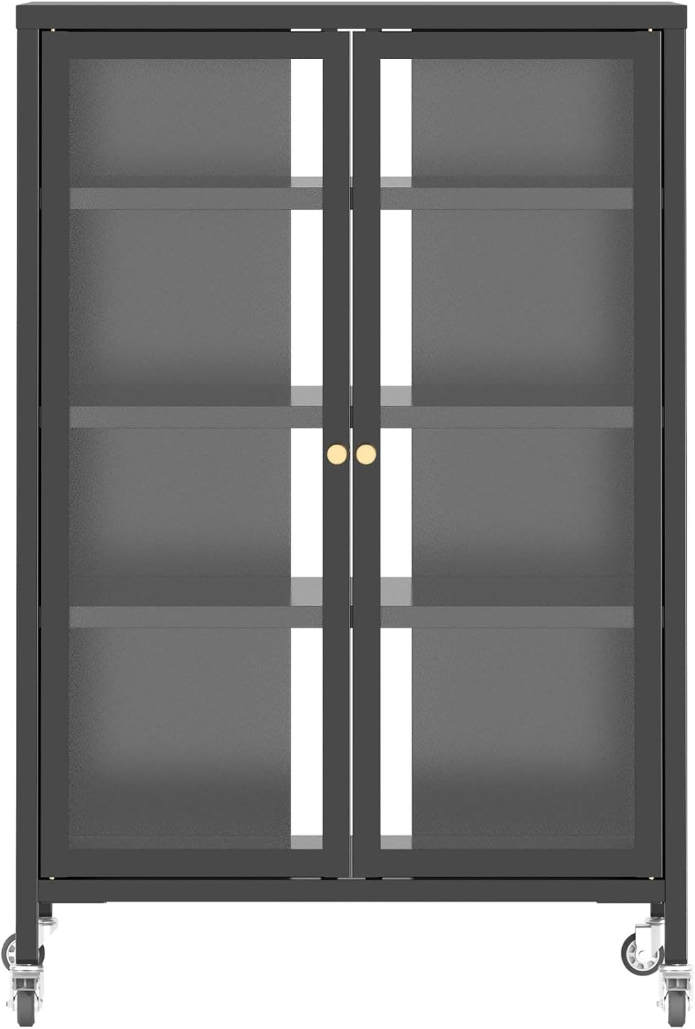 White Metal Kitchen Pantry Cabinet, Adjustable Shelves Storage Cabinet with S...