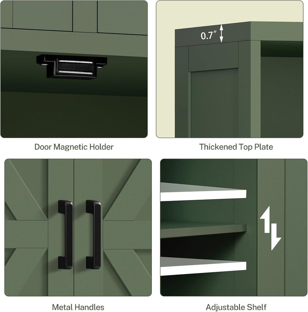 TEENFON Bathroom Cabinet with Adjustable Shelf & 2 Drawers, Farmhouse Sto...