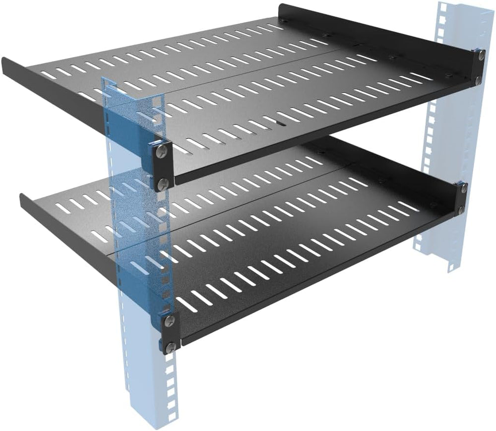 1U Vented Server Rack Shelf Depth Adjustable 14-17", 2 PCS
