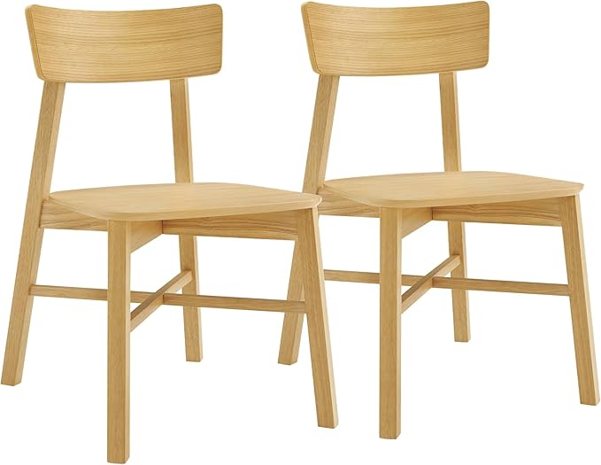 CHITA Soild Wood Dining Chairs Set of 2, Mid Century Modern Oak Wood Kitchen ...