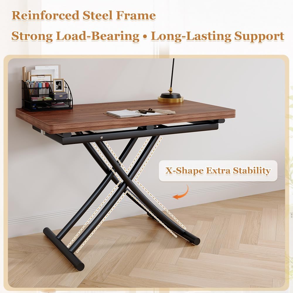 Adjustable Height Coffee Table to Dining Table, Lift Top Foldable Dining Tabl...