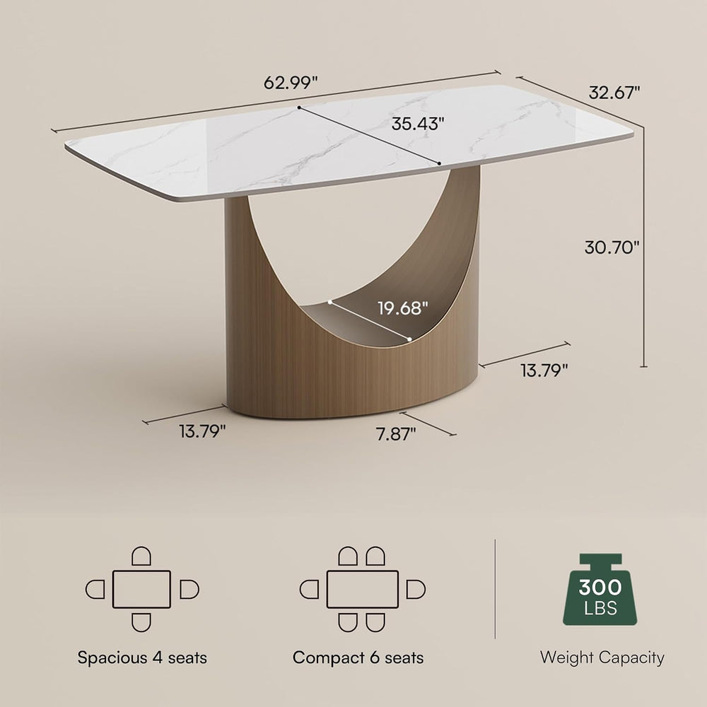 POVISON 63" Modern Dining Table for 4-6, Hobart Rectangle Dining Table, ...