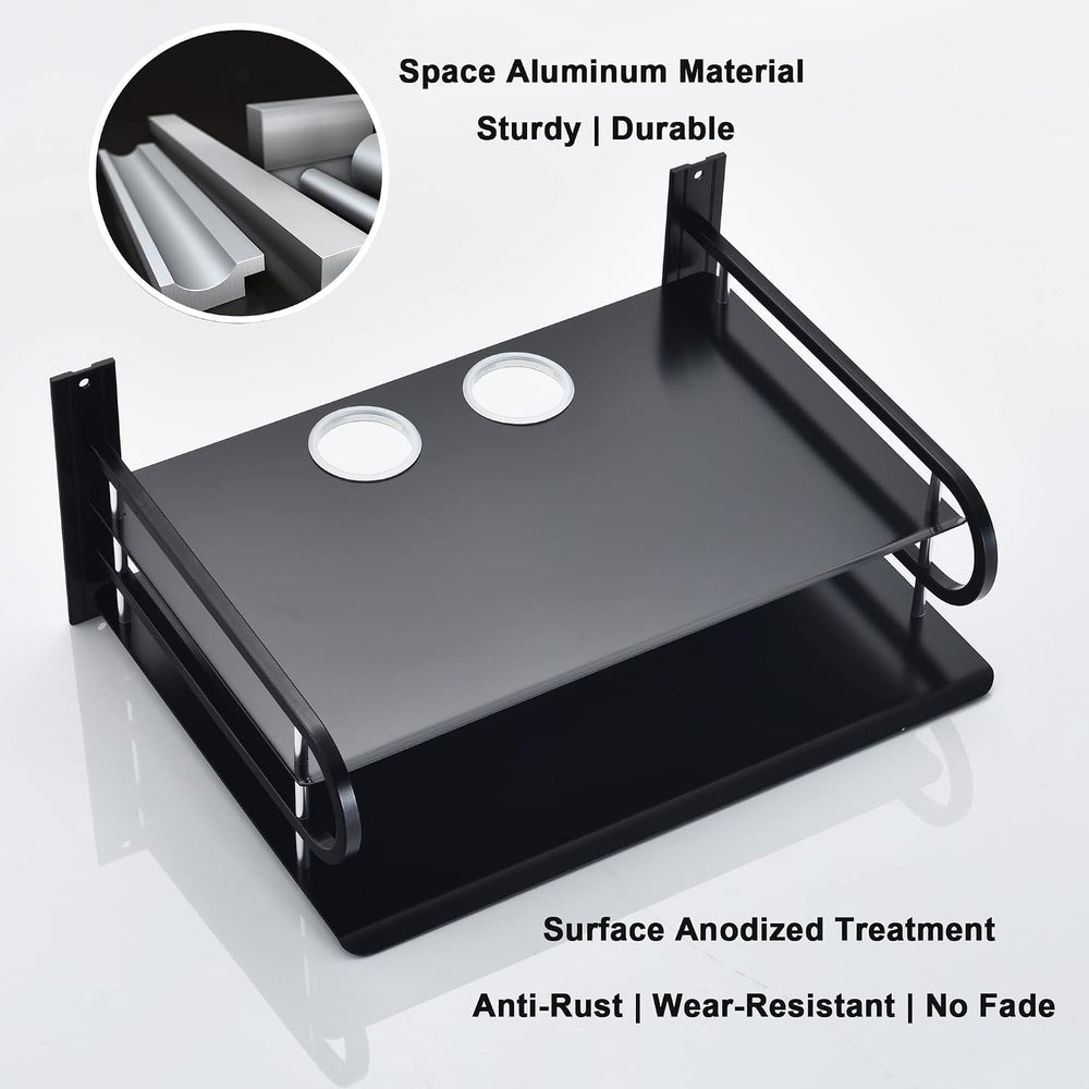 2-Tier Metal Floating Wall Shelves for AV TV Box Console, 12x9.8 Inch