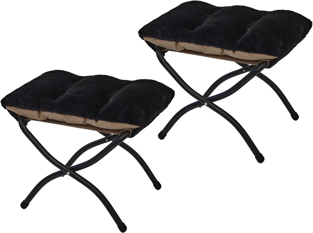 15"(H) Folding Ottoman, Set of 2, Foldable Footrest Stool, Small Foot St...