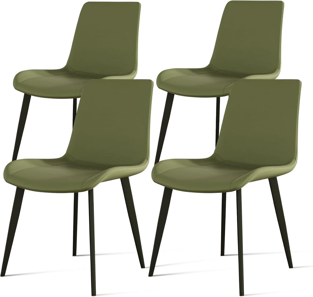 Modern Dining Chairs Set of 4, PU Leather Upholstered Dinner Chairs with Stur...