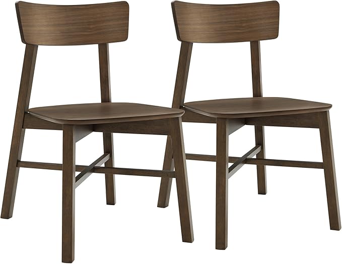 CHITA Soild Wood Dining Chairs Set of 2, Mid Century Modern Walnut Wood Kitch...