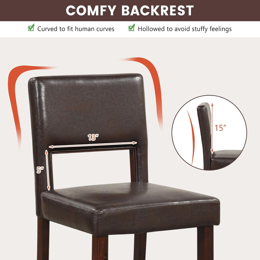 GIANTEX 24.5" Counter Height Bar Stools Set of 4, PVC Leather Barstools ...