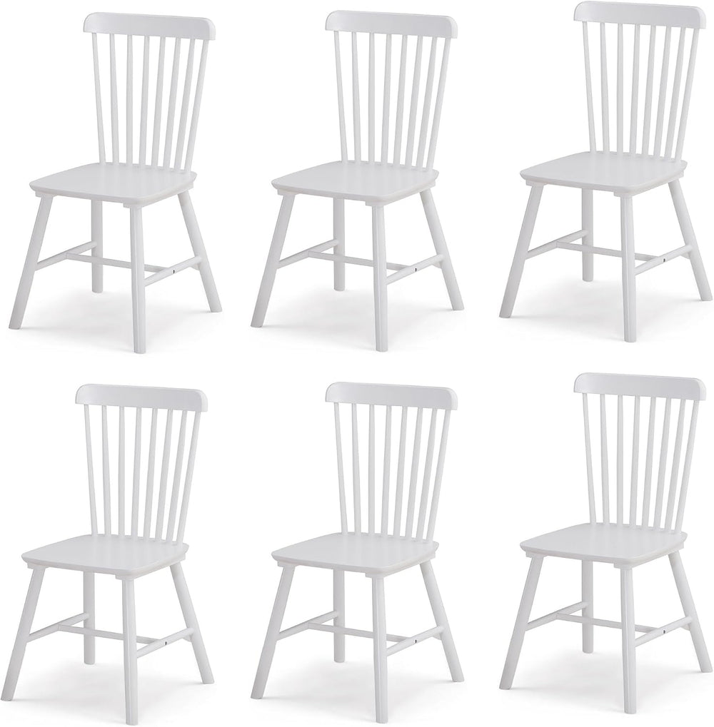 Dining Chairs Set of 6, Farmhouse Solid Wood Windsor Kitchen Chairs Set with ...