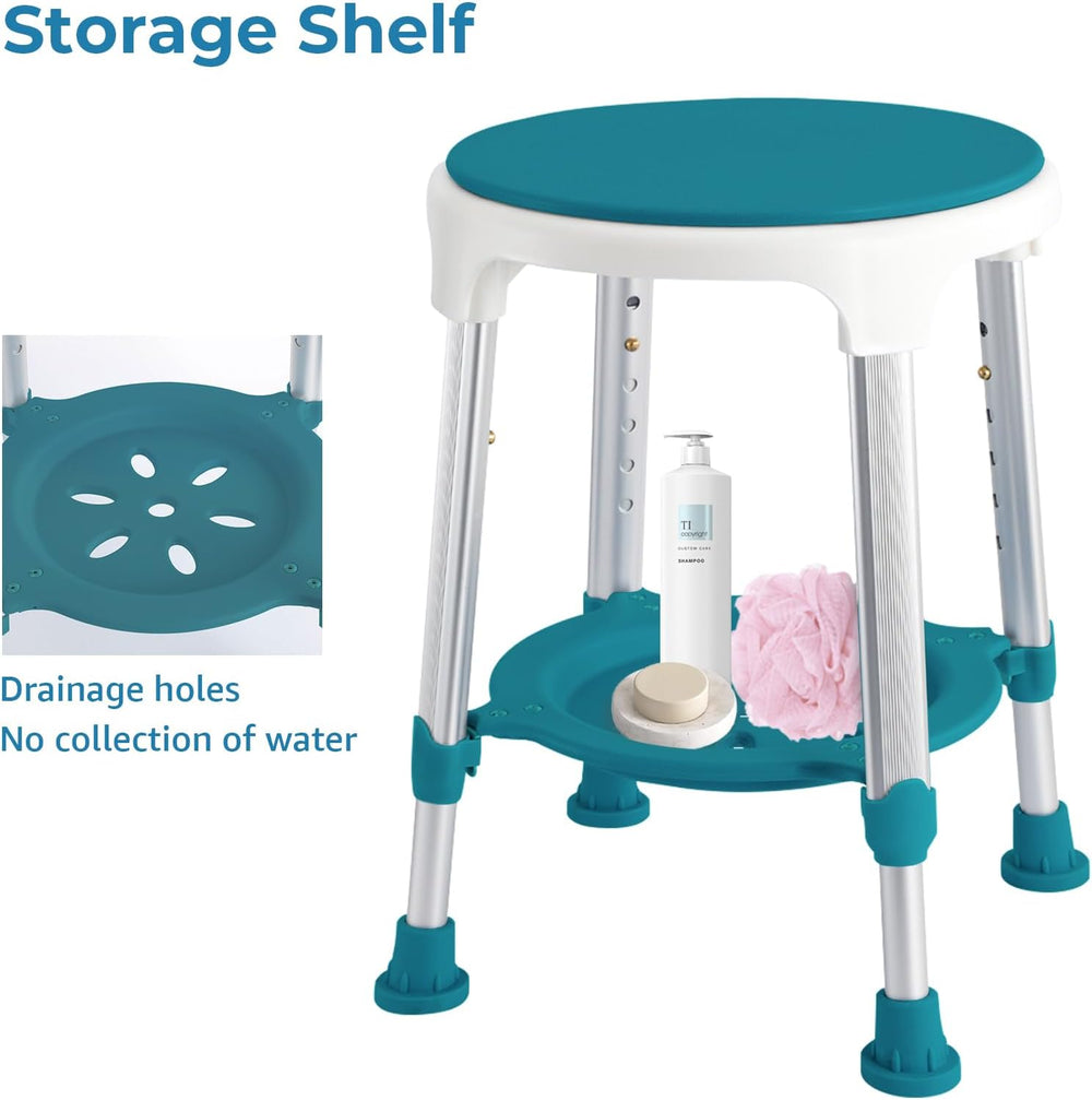 Shower Stool Chair for Inside Shower,360ยฐ Swivel,Green,300LBS