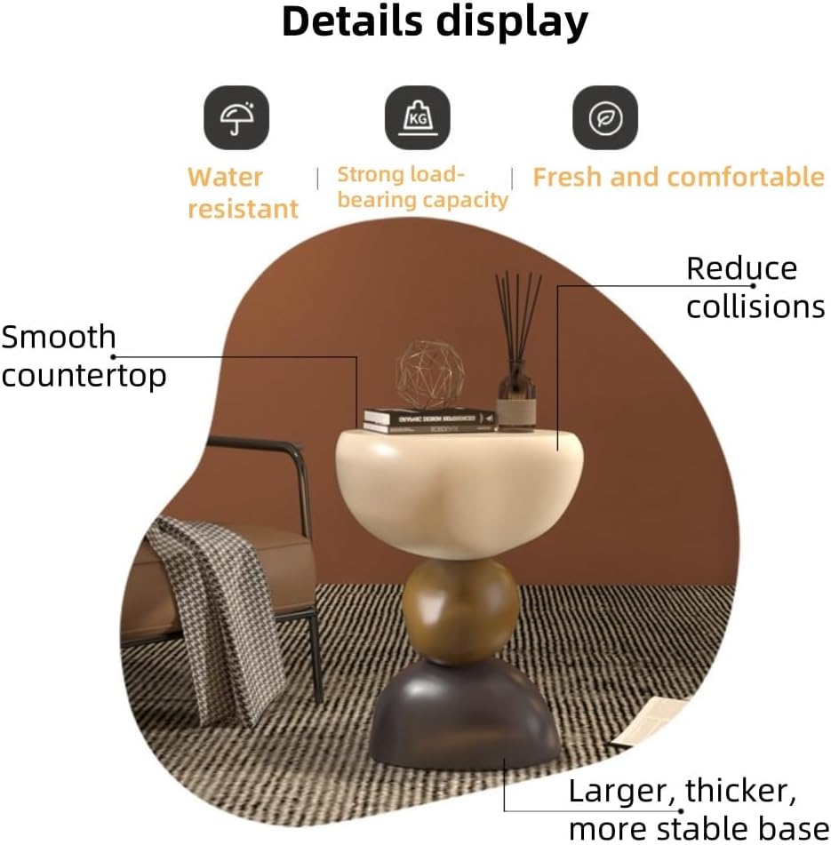 Featured Round End Table, Resin Side Table, Simple Bedside Table, Modern Deco...