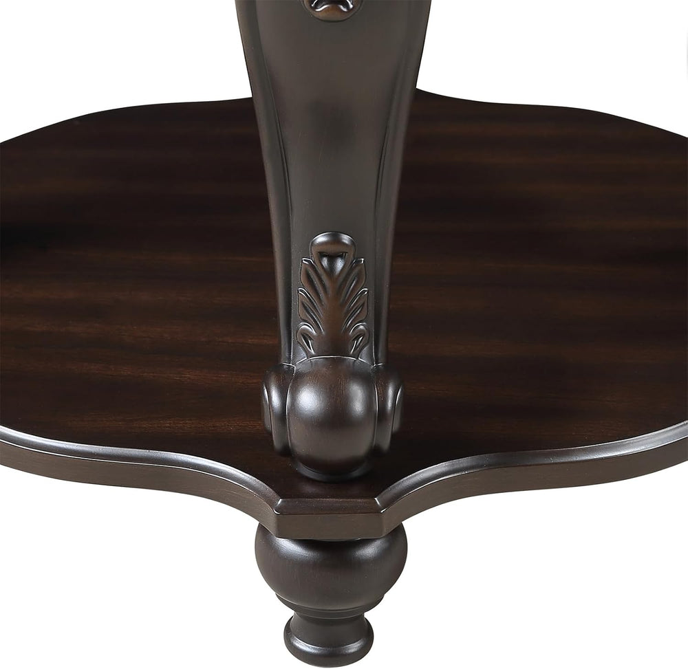 22'' Round End Table Solid Wood Sofa Side Table with Storage Shelf, L...