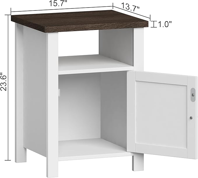 ChooChoo Farmhouse Nightstands Set of 2, Rustic Vintage End Side Table with S...