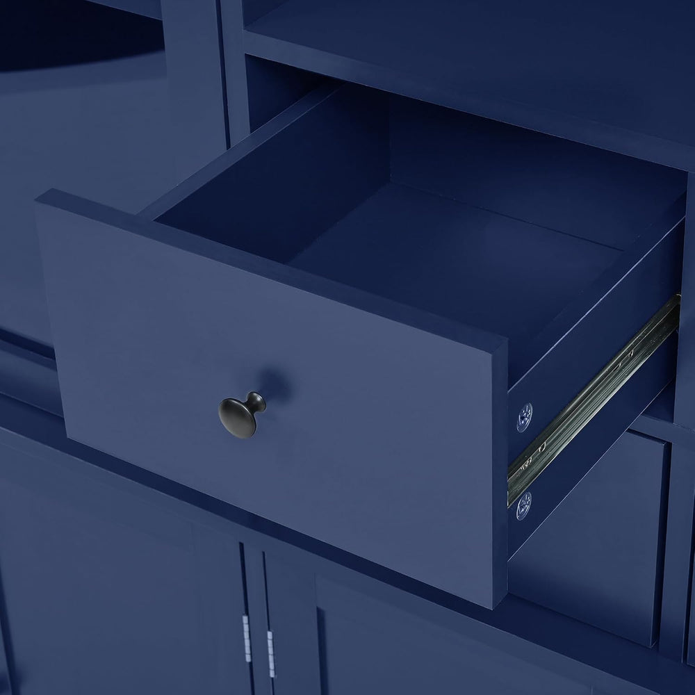 Modern Freestanding Buffet with Hutch, Tall Kitchen Pantry Cabinet with 4 Dra...