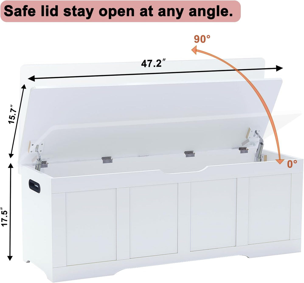 Timberer 47.2" Storage Chest, Extra Large Storage Trunk with 2 Safety Hi...
