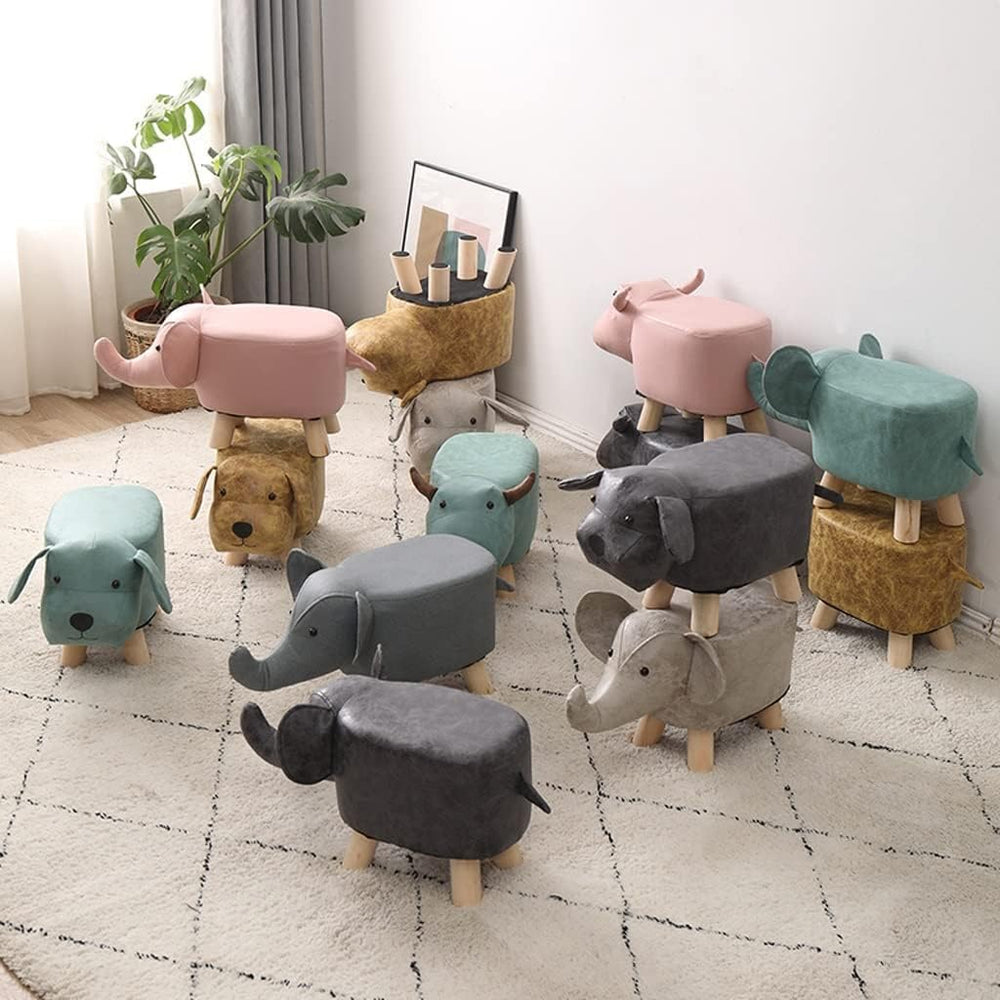 Low Stool Cartoon Footstool, Solid Wood Sofa Stool, Elephant Shape Home Shoe ...