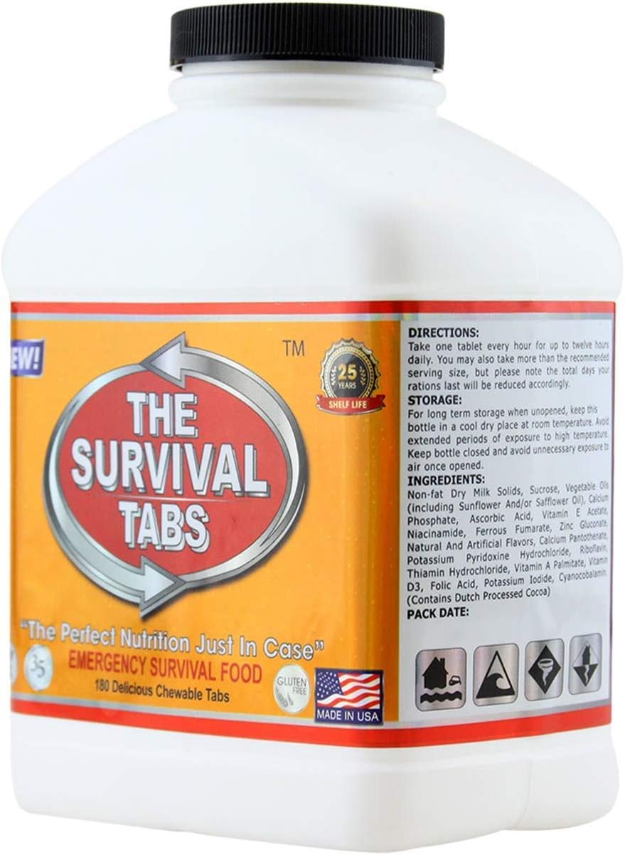 Survival Tabs – Emergency Food Supply – 60-Day Chocolate Tabs, High-Protein
