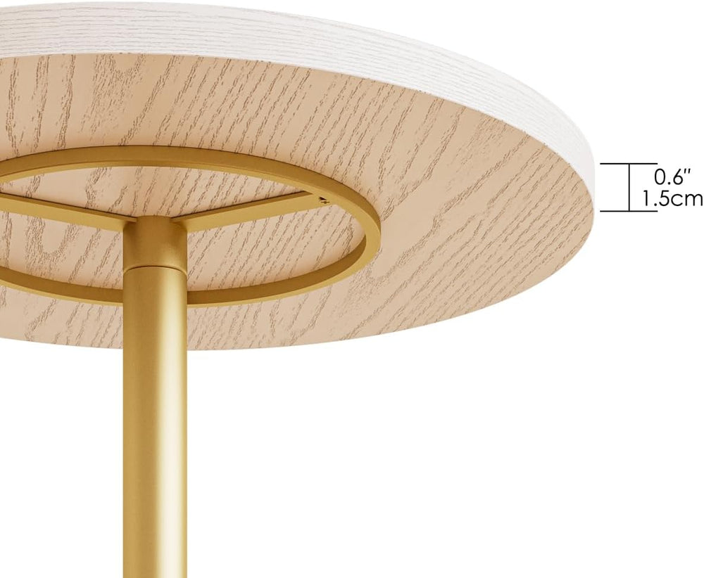 Masupu Drink Table, Round Side Table for Small Spaces, Pedestal Side Table, S...