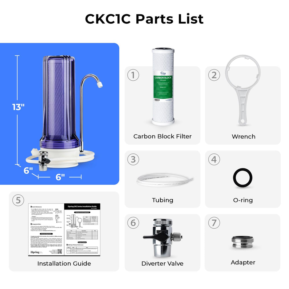 iSpring CKC1C Chlorine Removal Countertop Water Filter System, 10000 Gal