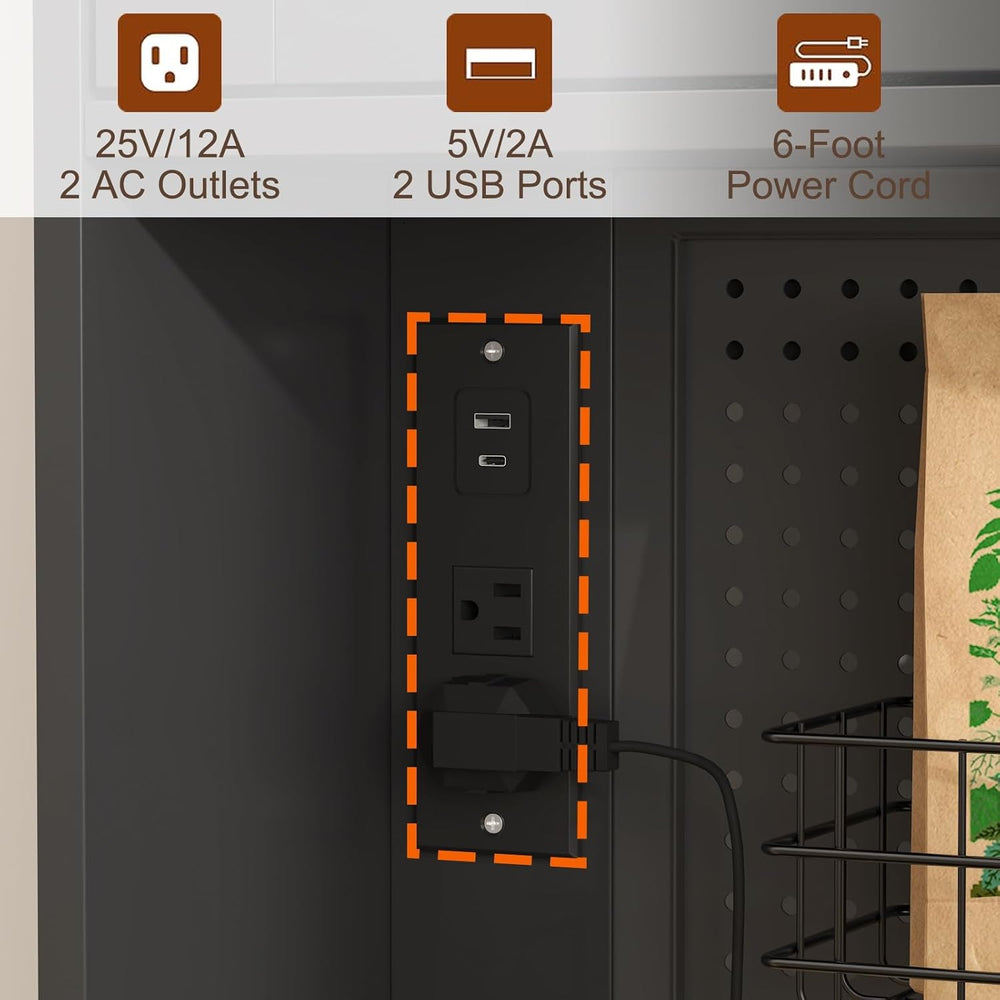 71" Pantry Cabinet, 54" Wide Kitchen Cabinet with Charging Station,...