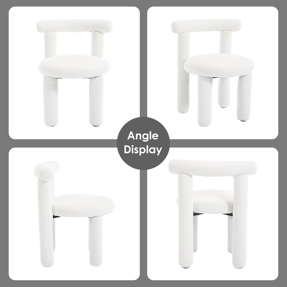 Sherpa Dining Chairs Set of 2, Comfy Boucle Fabric Dining Chairs, Upholstered...