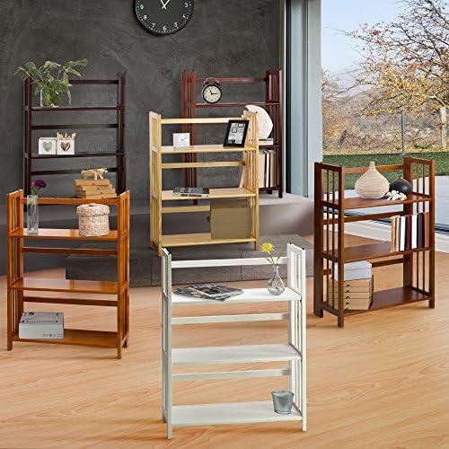 Casual Home 3-Shelf 27.5" Wide Folding Stackable Bookcase, Natural (New)