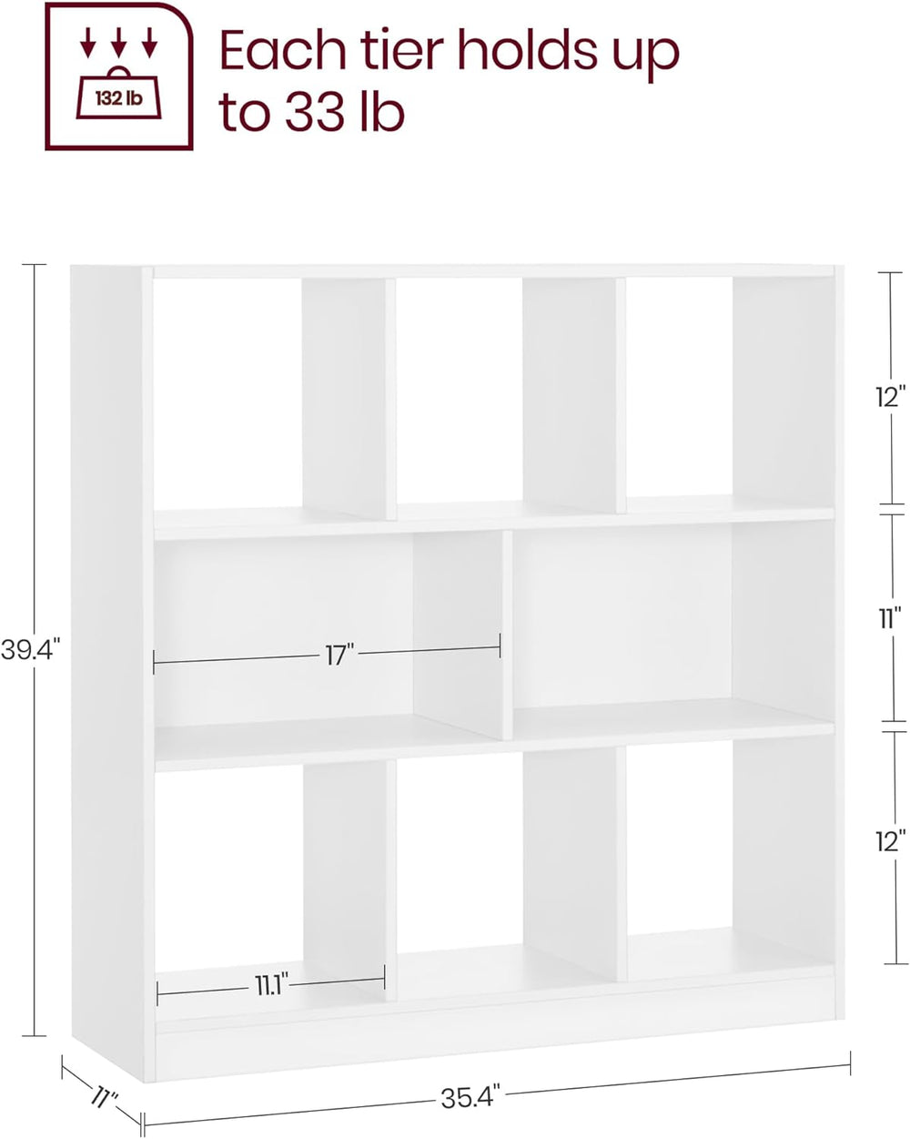 VASAGLE Bookcase, Bookshelf, Freestanding Storage Unit, 8 Open Compartments, ...
