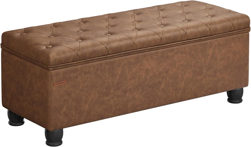 SONGMICS Storage Ottoman, 46.5 Inches Long Bed End Stool, Solid Wood Legs | B...