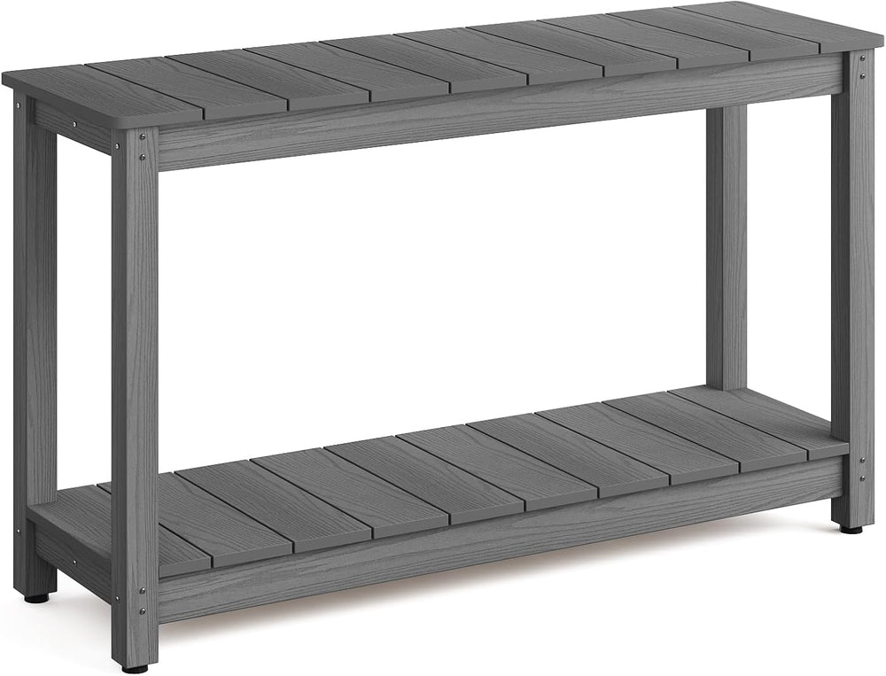 Stoog Outdoor Console Table, All-Weather 2-Tier Buffet Bar Table, Grey