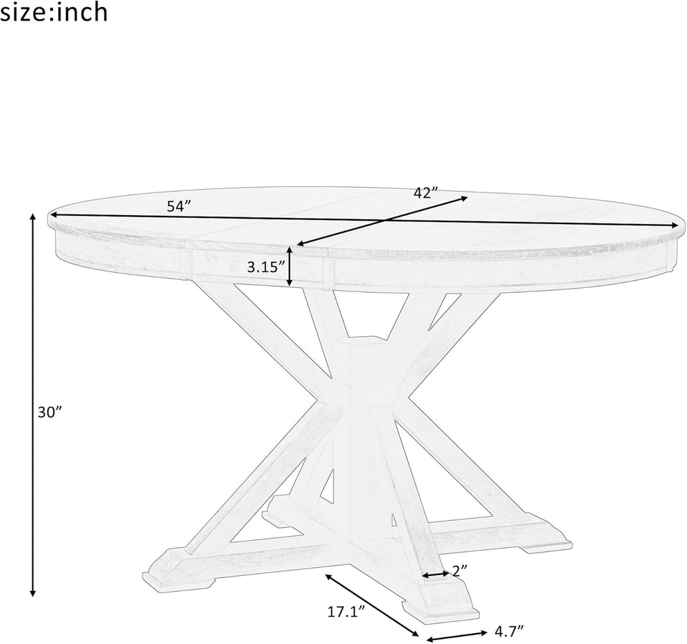 54'' Round Oval Dining Table Extendable Kitchen Table for 4-6, Modern...