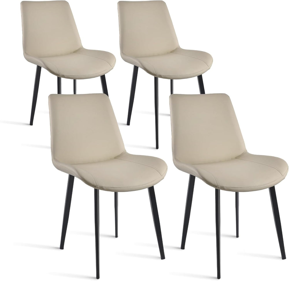 Dining Chairs, Modern PU Leather Dining Room Chair with Sturdy Metal Legs, Up...