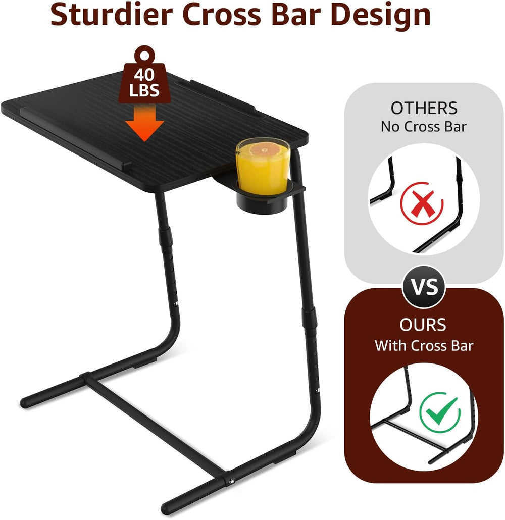 TV Trays Set of 2 - Folding TV Tray Adjustable Dinner Trays for Eating On Cou...