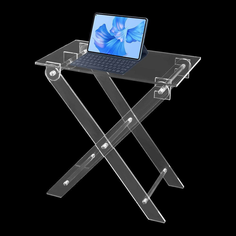 Acrylic Side Table, Folding Tv Tray Table Freestanding Foldable Tv Tray Table...