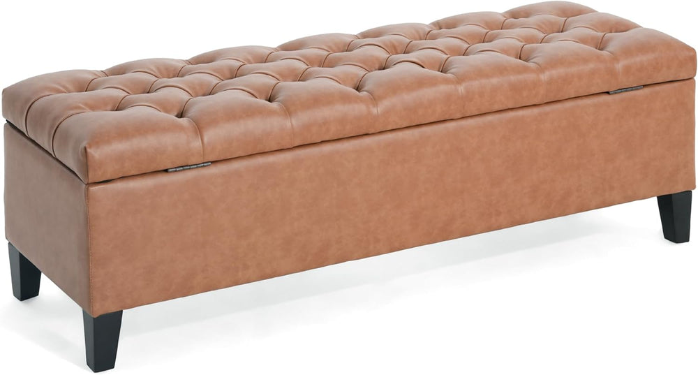 Christopher Knight Home Ottilie PU Leather Storage Ottoman Bench, Wooden Rect...