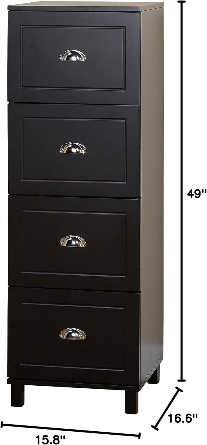 Bradley 4 Drawer Filing Cabinet, Black | Home Office