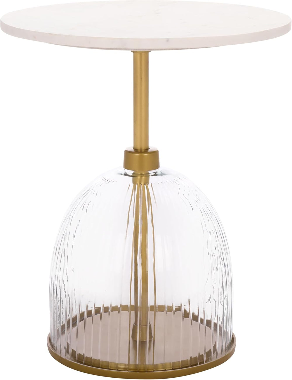 SAFAVIEH Home Collection – Kashi Clear Glass & White Marble Round Side Ta...