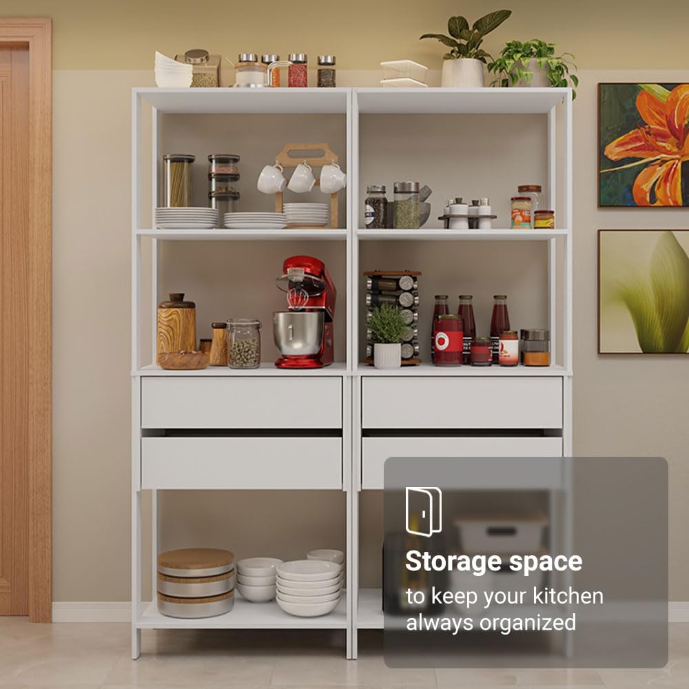 Madesa Kitchen Pantry Storage Rack with 4 Drawers and 6 Open Shelves 55"...