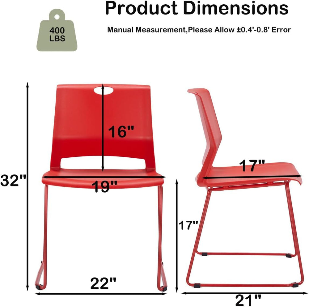 Red Stacking Conference Guest Chairs Set of 4, stackable Waiting Breakroom