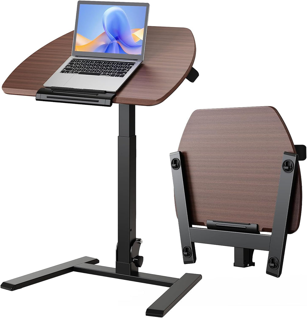 Folding Standing Desk with Wheels: No-Assembly, Height Adjustable