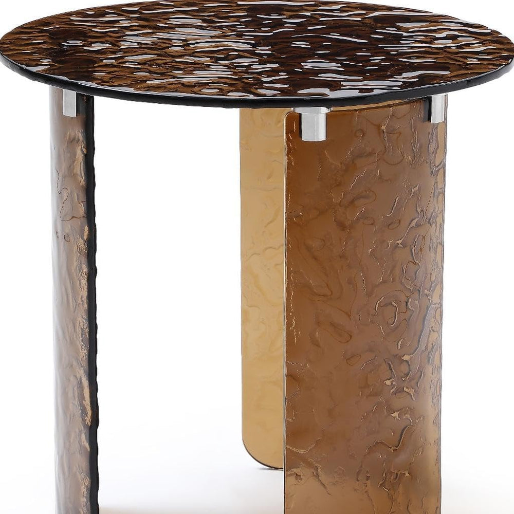 HomeRoots 20" Bronze Glass Round End Table