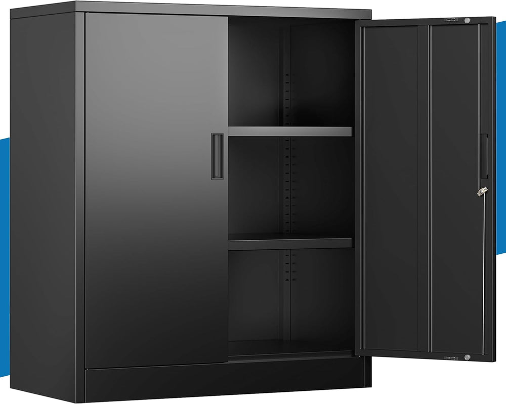 Metal Storage Cabinet, 36" Locking Cabinet with Adjustable Shelves for G...