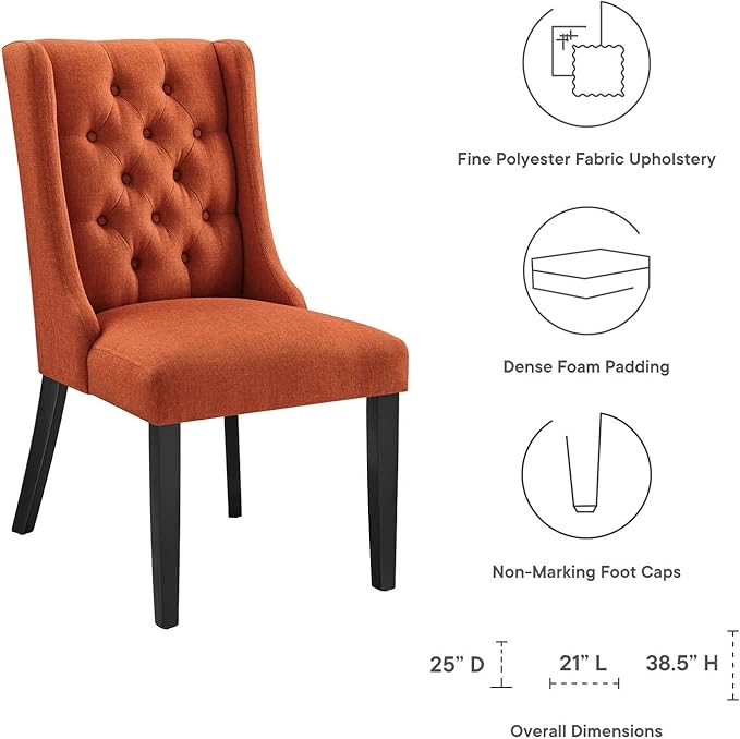 Modway Baronet Button-Tufted Fabric Parsons Dining Chair in Orange
