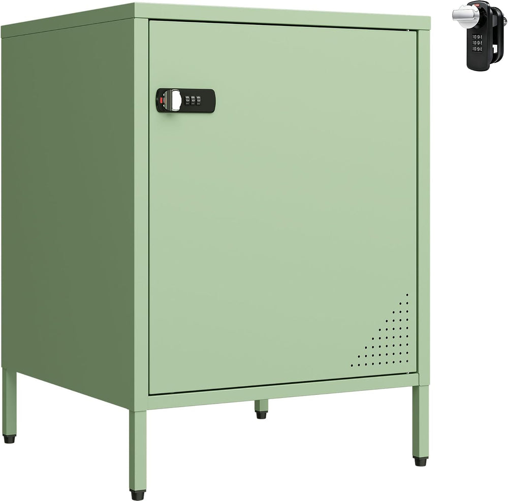 Steehoom Locker Nightstand Metal End Table Single Door Bedside Cabinet Lockab...